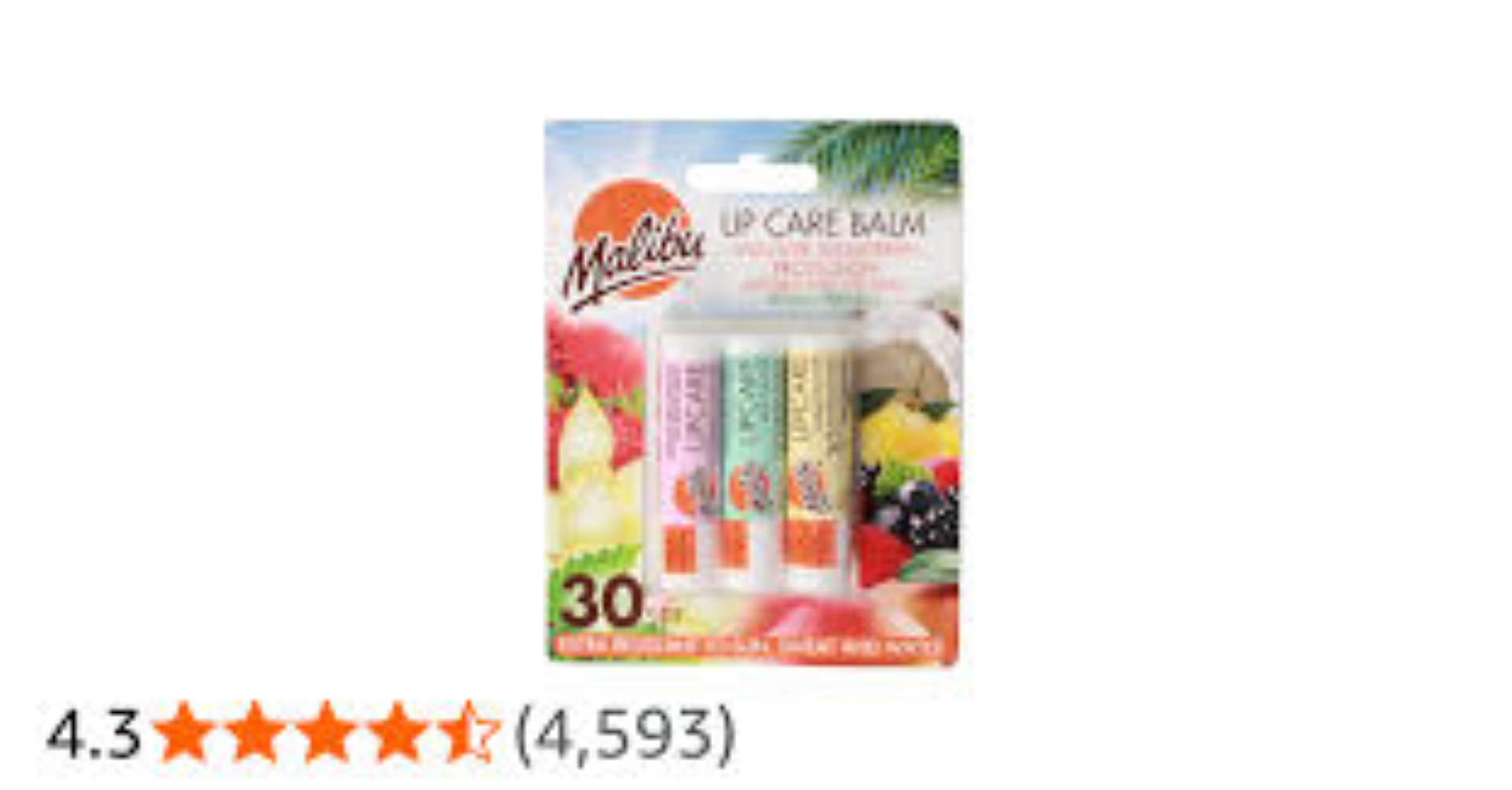 MALIBU LIP CARE BALM SPF 30 MINT,W/MELON,VANILLA